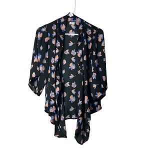 Pink Belter Floral Kimono Cardigan Waterfall Drape – Size Large